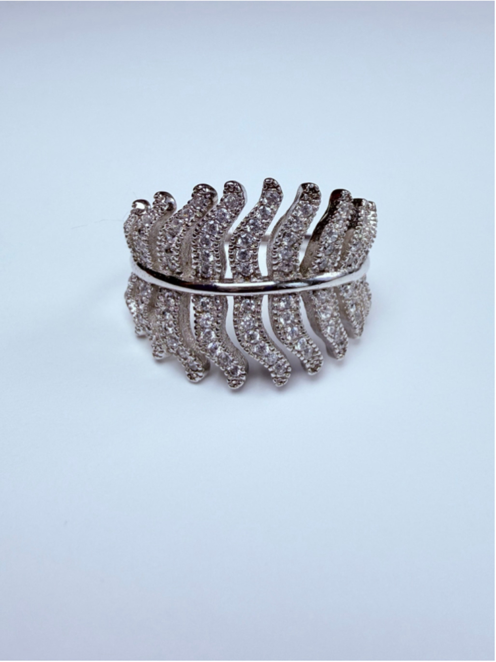 Feather Viviana Leaf Wreath Cubic Zirconia 925 Sterling Silver Mizuki Ring